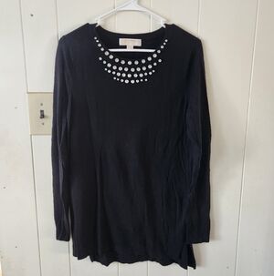 MICHAEL Michael Kors Studded Black Long Sleeve Top Size M
